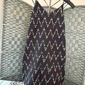 LOFT Black and Gold Patterned A-Line Skirt